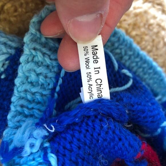 Vintage Ty Classic Bear Plush 1990 Curly Tan Blue Sweater w/ Umbrella Stuffed - Picture 9 of 14